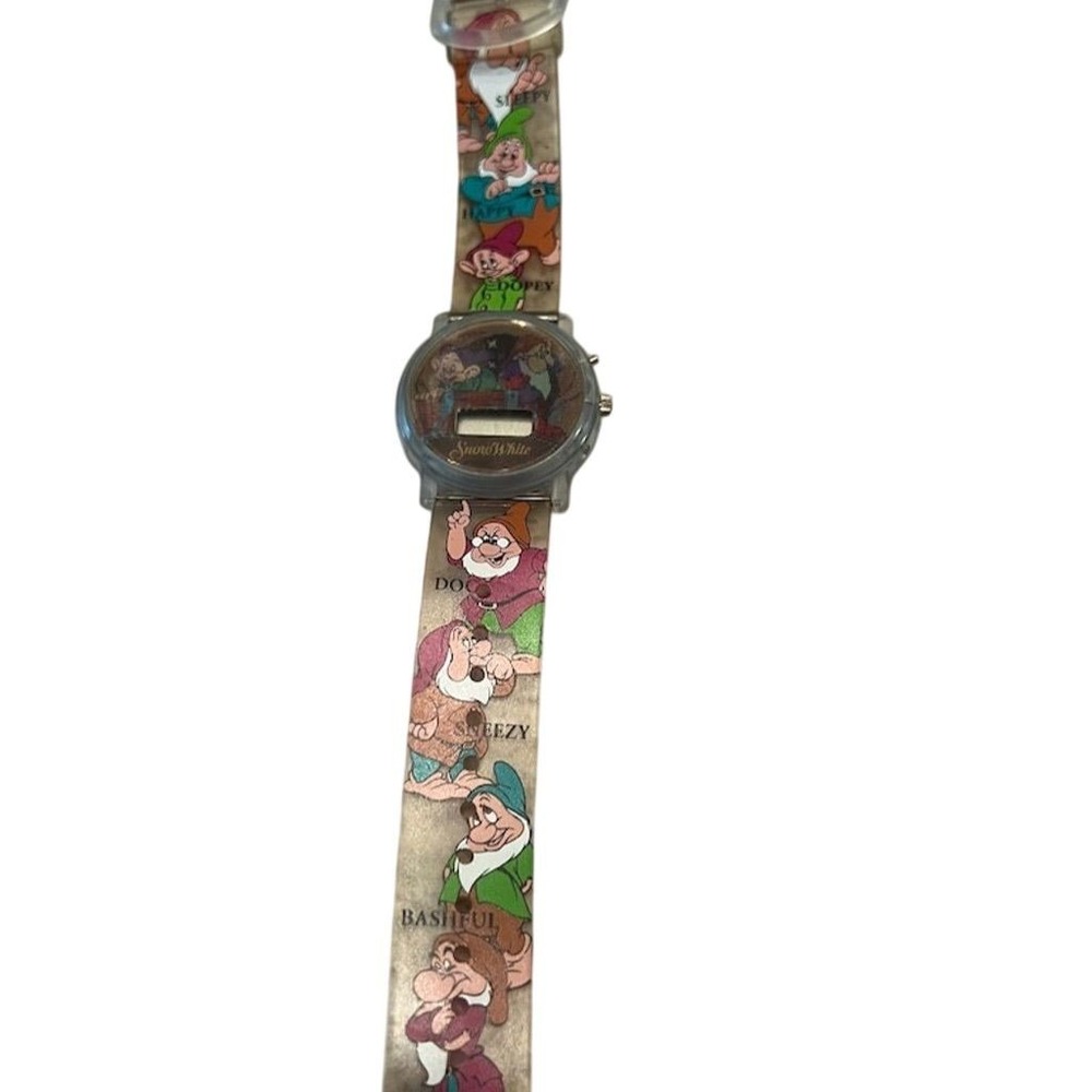 Vintage Disney Snow White & Seven Dwarfs WATCH Hologram Kids Wristwatch tested‎